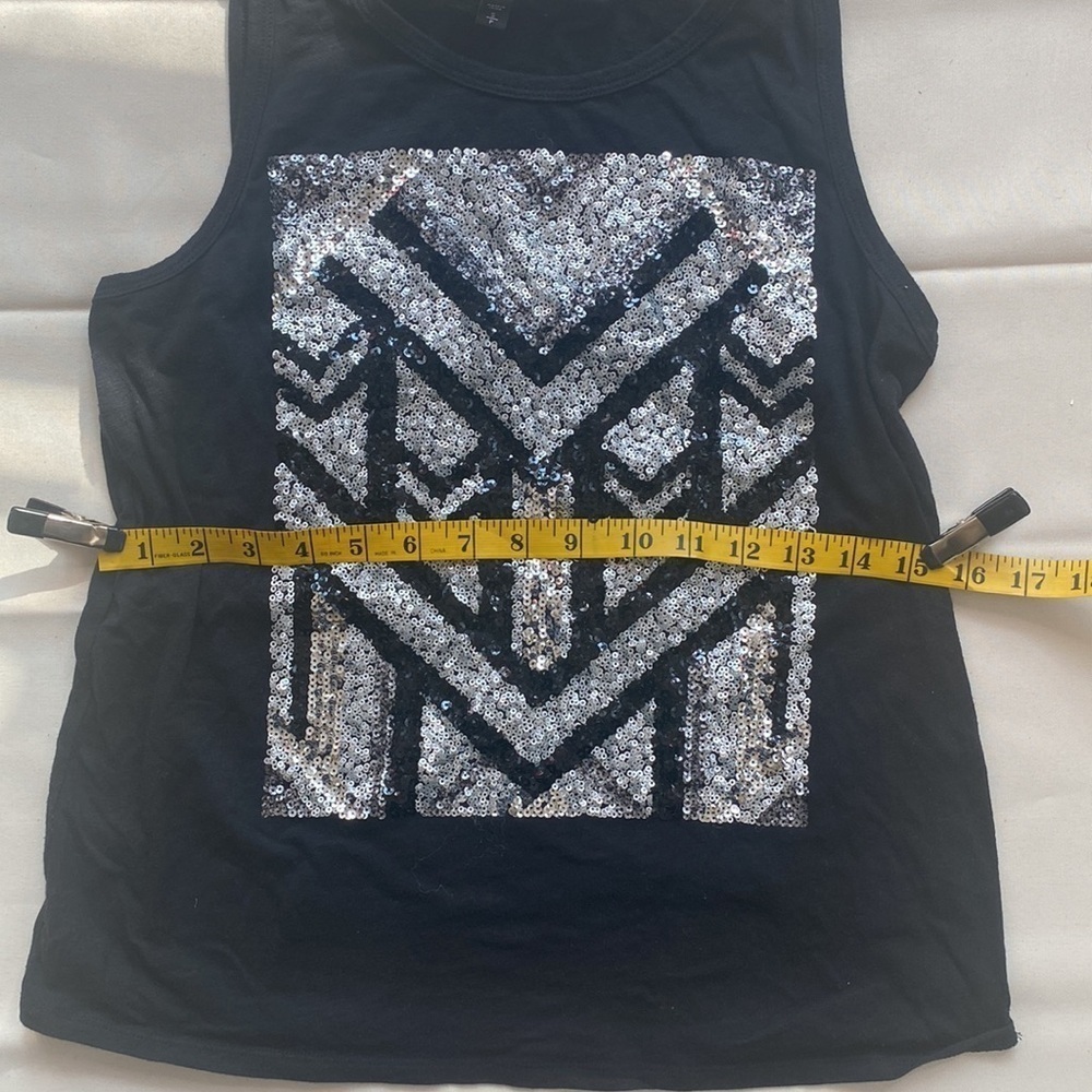 Express Tank Top With Black And Silver Sequin Design - Picture 6 of 10